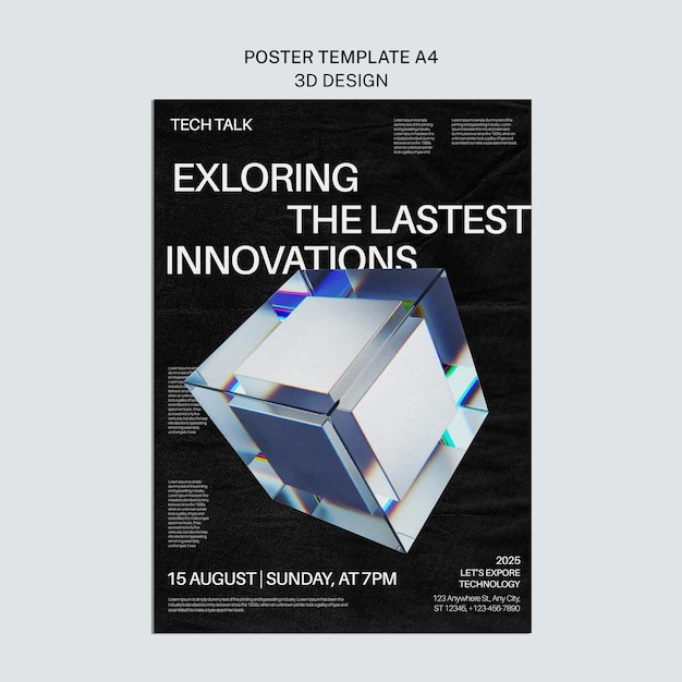 plantilla de diseño 3D de cartel tecnológico