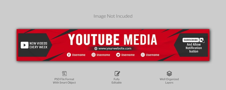 PSD plantilla de diseño de arte de canal y banner de portada de youtube profesional