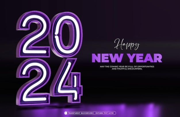 PSD plantilla de diseño de banner 3d feliz año nuevo 2024