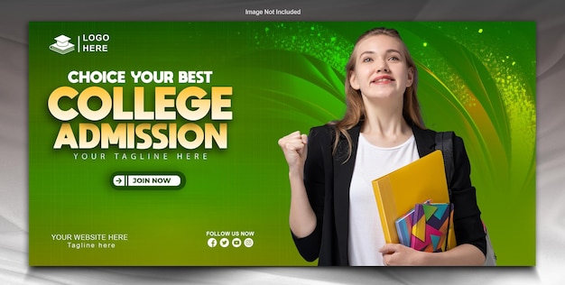 plantilla de diseño de banner abierto de admisión