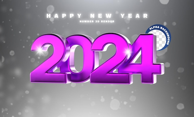 Plantilla de diseño de banner de efecto de texto 3d para felicitar al nuevo año 2024