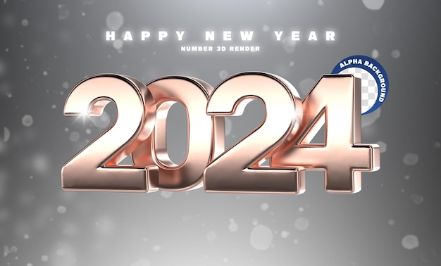 PSD plantilla de diseño de banner de efecto de texto 3d para felicitar al nuevo año 2024