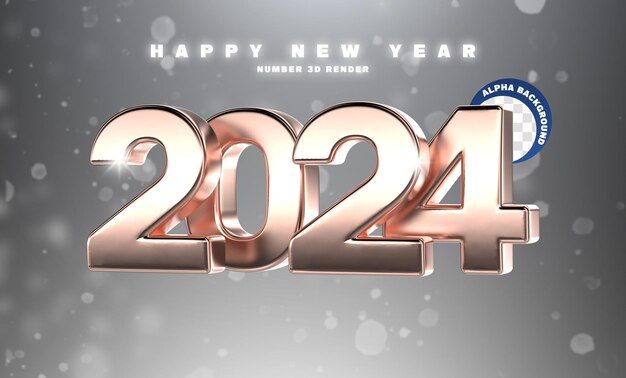 plantilla de diseño de banner de efecto de texto 3d para felicitar al nuevo año 2024