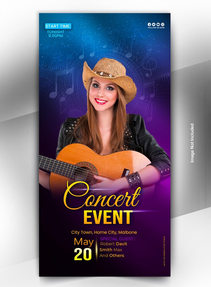 PSD plantilla de diseño de banner de exhibición de música para fiestas