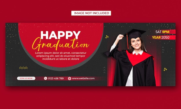 Plantilla de diseño de banner de portada de facebook de feliz graduación y educación