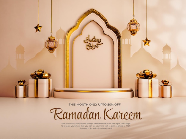 PSD plantilla de diseño de banner de redes sociales 3d de ramadan kareem