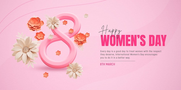 Plantilla de diseño de banner de redes sociales de feliz día de la mujer