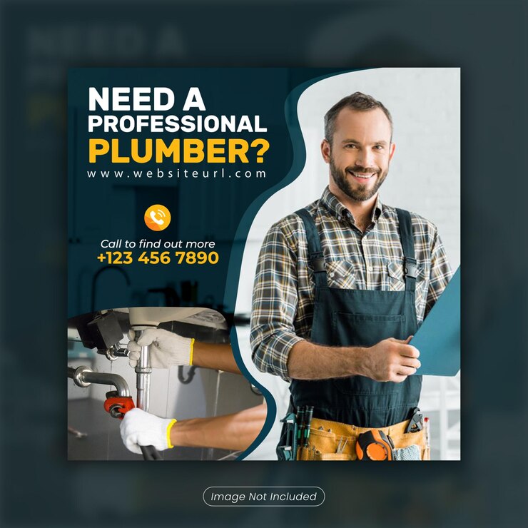 Plantilla de diseño de banner de redes sociales de servicio de plomería
