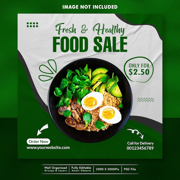 PSD plantilla de diseño de banner de redes sociales de venta de alimentos