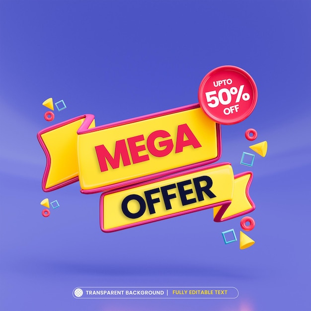 Plantilla de diseño de banner de venta de descuento de mega oferta