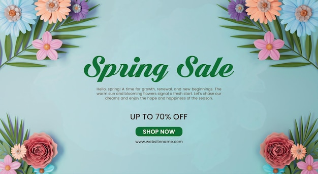 PSD plantilla de diseño de banner de venta de primavera floral