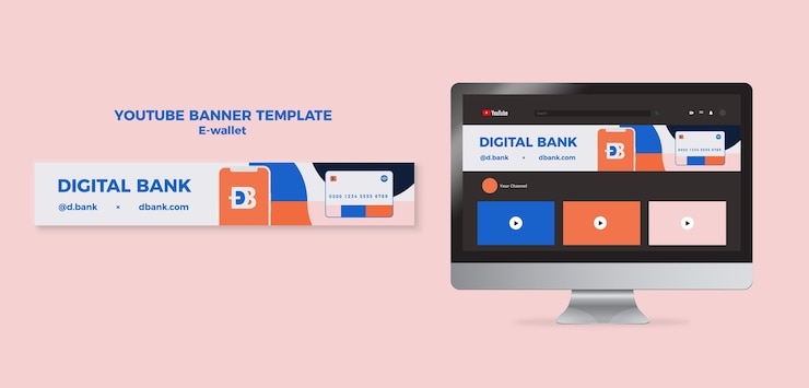 PSD plantilla de diseño de banner de youtube de billetera electrónica