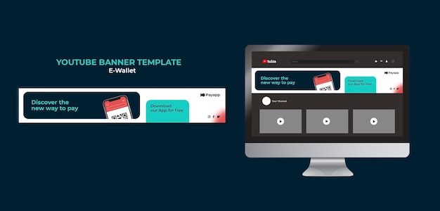 PSD plantilla de diseño de banner de youtube de ewallet