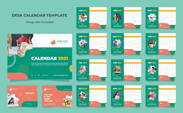 Plantilla de diseño de calendario de escritorio de educación