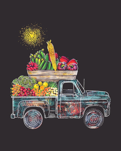 PSD plantilla de diseño de camiseta de entrega de frutas