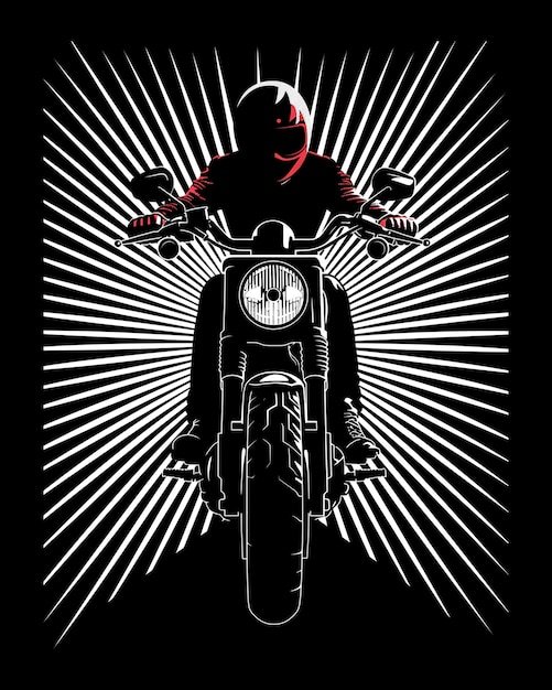 PSD plantilla de diseño de camiseta de ilustración de motocicleta