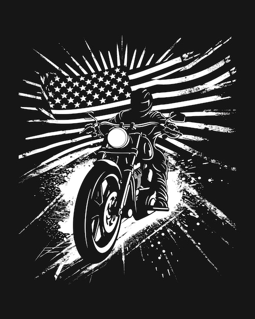 PSD plantilla de diseño de camiseta de motocicleta negra de época