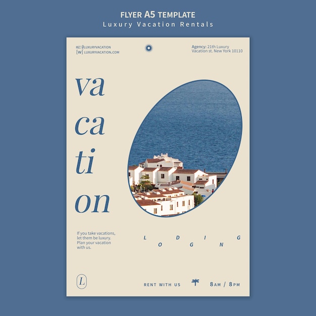 Plantilla de diseño de cartel de alquiler de vacaciones de lujo