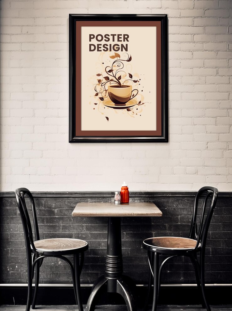 Plantilla de diseño de cartel de café de restaurante de maqueta PSD