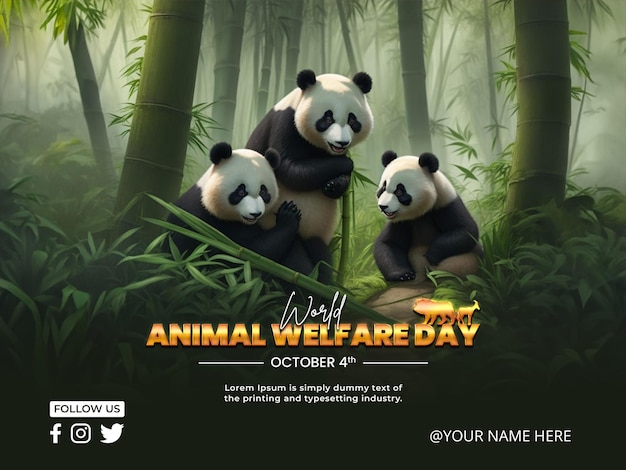 PSD plantilla de diseño de cartel del día de los animales psd