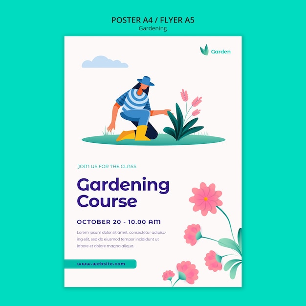 Plantilla de diseño de cartel de jardinería