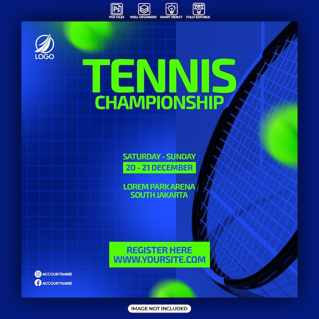 plantilla de diseño de cartel y pancarta del campeonato de tenis
