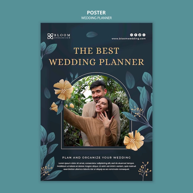 PSD plantilla de diseño de cartel de planificador de bodas