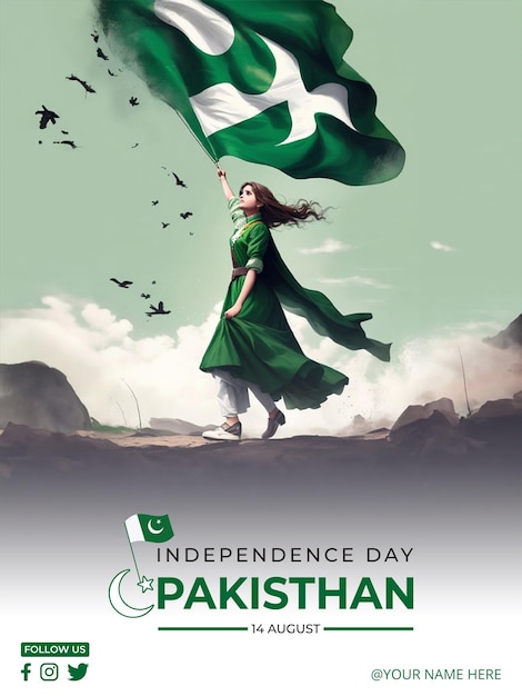 PSD plantilla de diseño de cartel de saludo del día de la independencia de pakistán psd