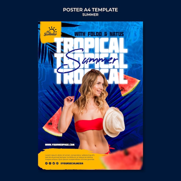 PSD plantilla de diseño de cartel de verano realista