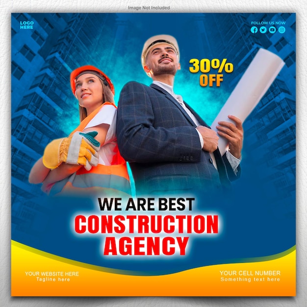plantilla de diseño de carteles de bienes raíces de construcción