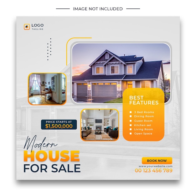 Plantilla de diseño de carteles de casas en venta de bienes raíces modernas
