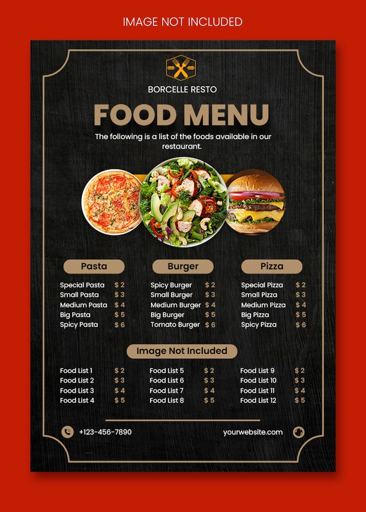 PSD plantilla de diseño de carteles de menús de alimentos de restaurantes