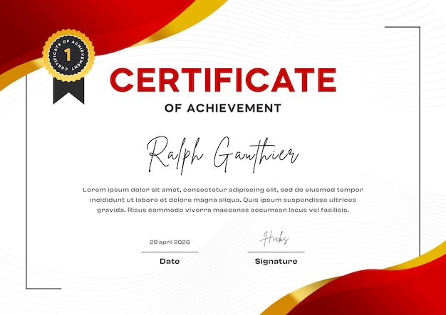 Plantilla de diseño de certificado moderno creativo y elegante