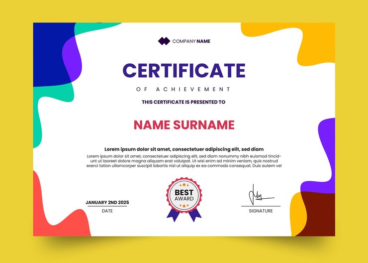 PSD plantilla de diseño de certificado moderno y de onda simple