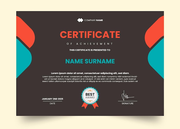 Plantilla de diseño de certificado moderno y retro