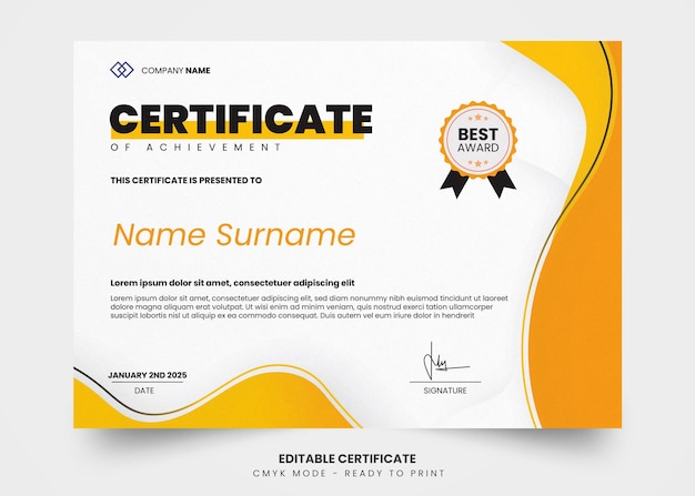 Plantilla de diseño de certificado de onda moderna y simple
