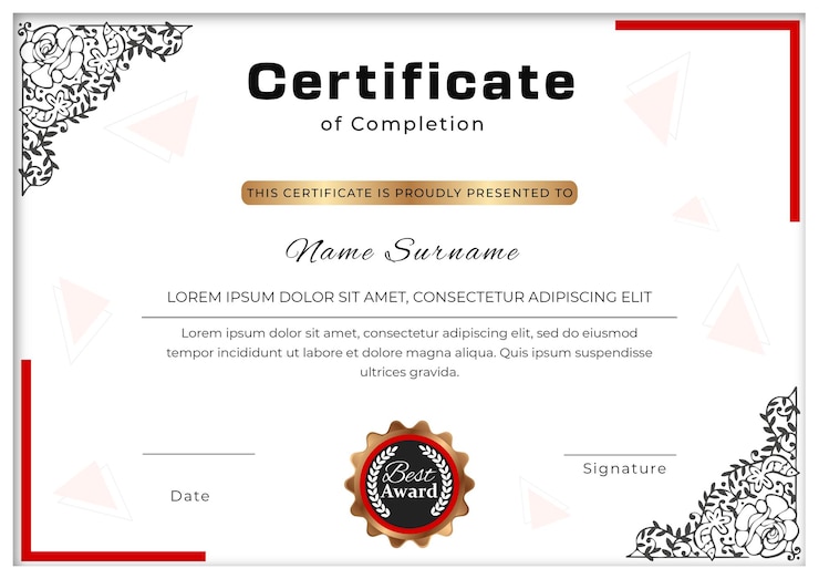 PSD plantilla de diseño de certificado profesional de psd
