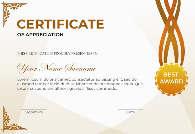 Plantilla de diseño de certificado profesional
