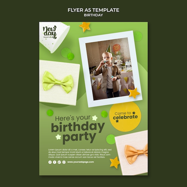 Plantilla de diseño de cumpleaños de diseño plano