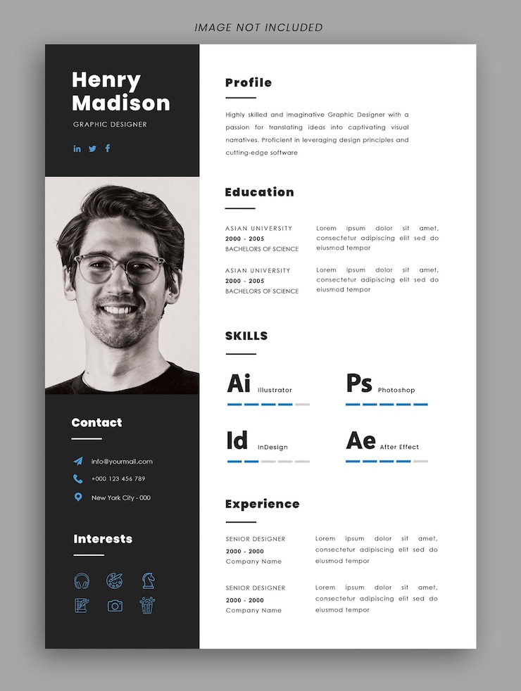 PSD plantilla de diseño de currículum de diseñador gráfico psd