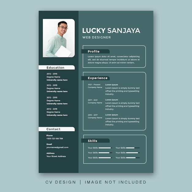 plantilla de diseño de cv diseño moderno minimalista simple currículum cv diseño creativo color verde y blanco