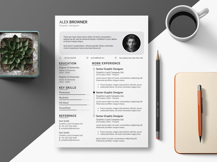 PSD plantilla de diseño de cv o currículum vitae moderno y limpio psd gratis