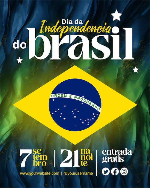 Plantilla de diseño del día de la independencia de brasil para feed de redes sociales