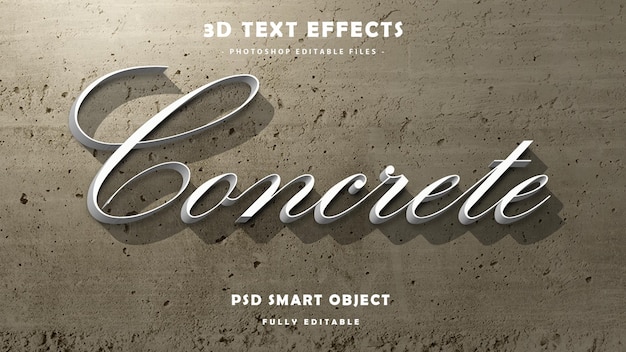 Plantilla de diseño de efecto de texto 3D de muro de hormigón