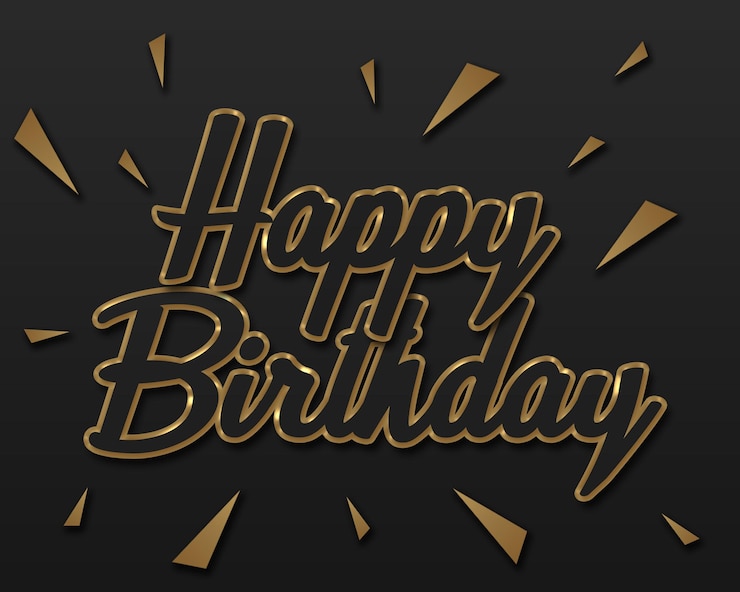 PSD plantilla de diseño de elemento de feliz cumpleaños dorado de lujo