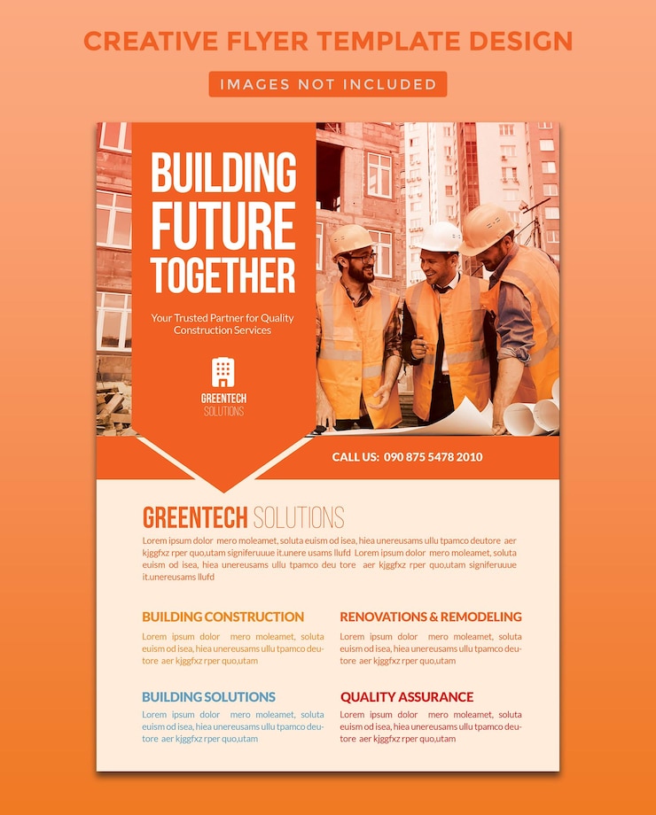 Plantilla de diseño de folleto de construcción anuncios digitales publicidad banner promocional