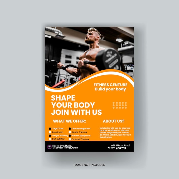 plantilla de diseño de folleto de gimnasio y fitness