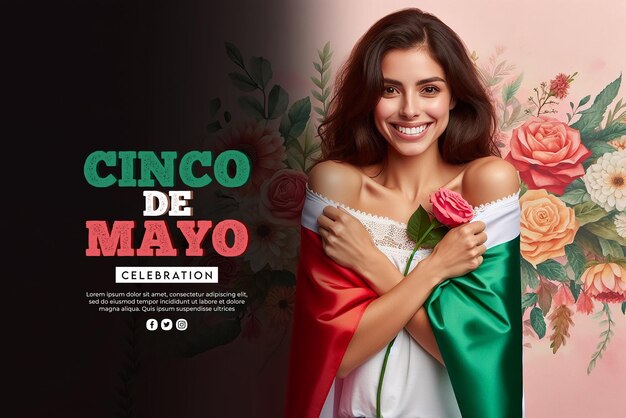 Plantilla de diseño de fondo del estandarte del festival psd cinco de mayo