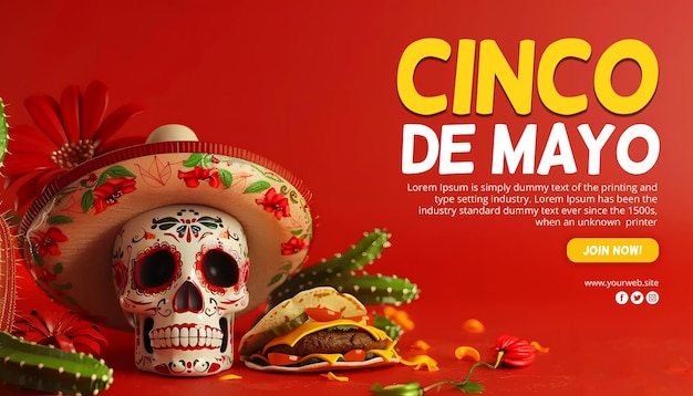 PSD plantilla de diseño de fondo para el festival cinco de mayo