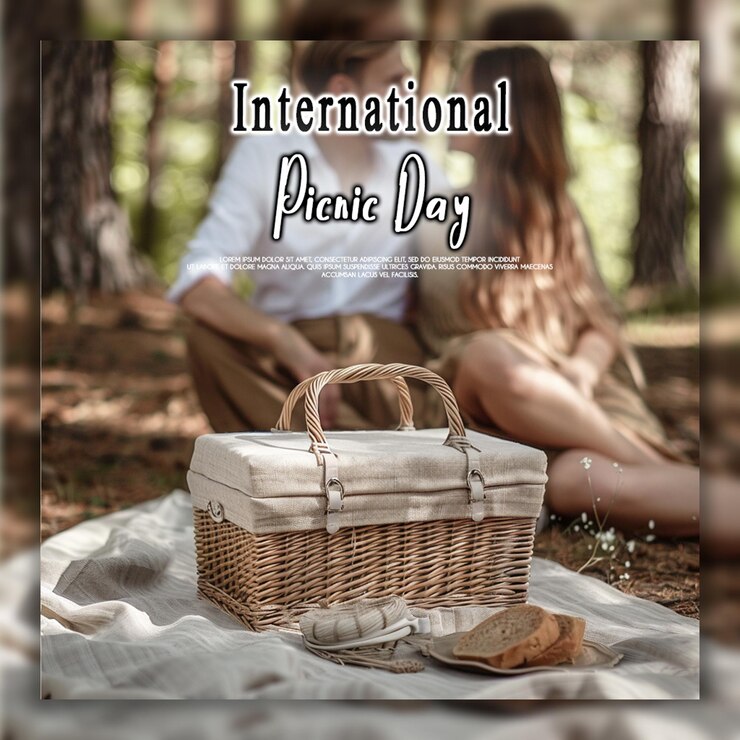 PSD plantilla de diseño de fondo o pancarta para el día internacional del picnic